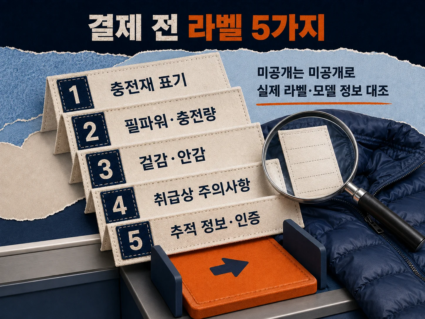 결제 전 패딩 라벨 항목 5가지를 점검하는 체크리스트