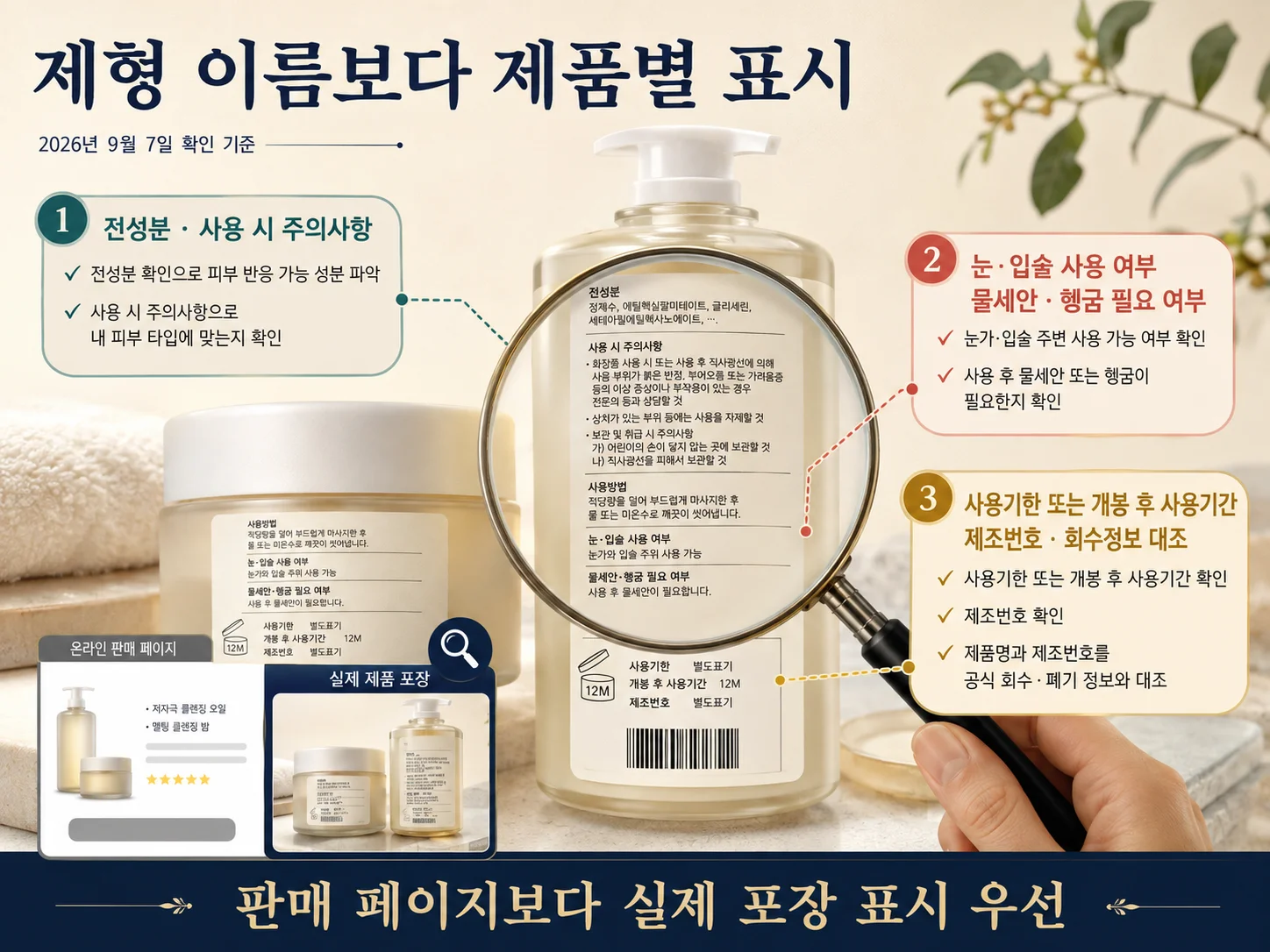 • 클렌징 제품 전성분·사용기한·사용법 표시 확인