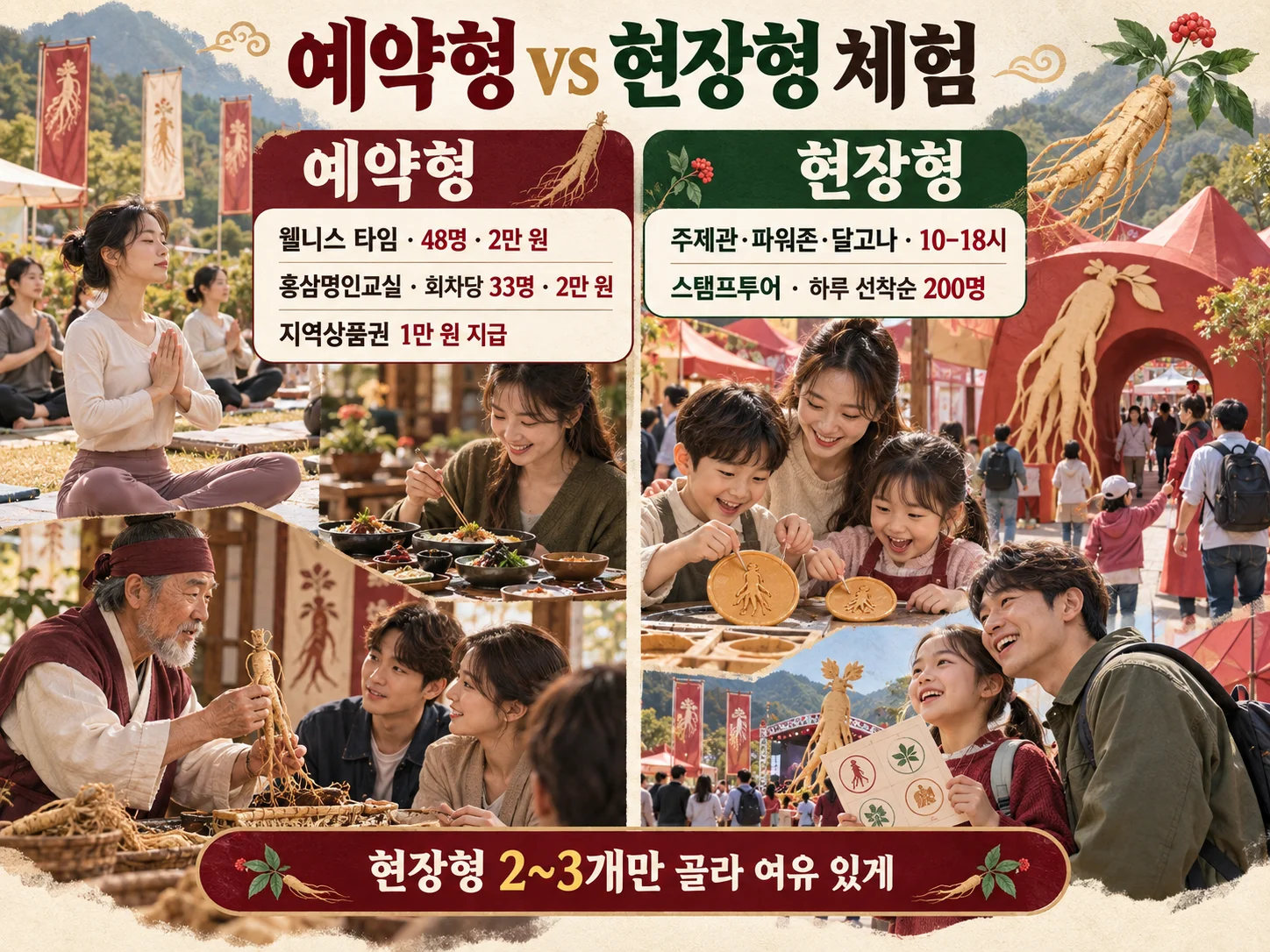 진안홍삼축제 예약형 체험과 현장형 체험 비교