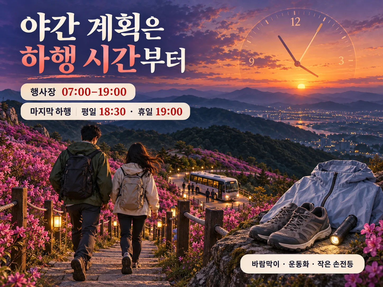 감악산 꽃별여행 야간 관람과 셔틀 하행 시간 안내
