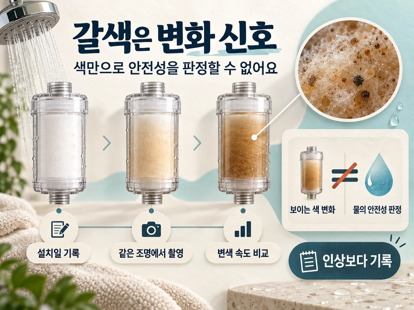 샤워기 필터 갈색 변색과 교체 판단 기준