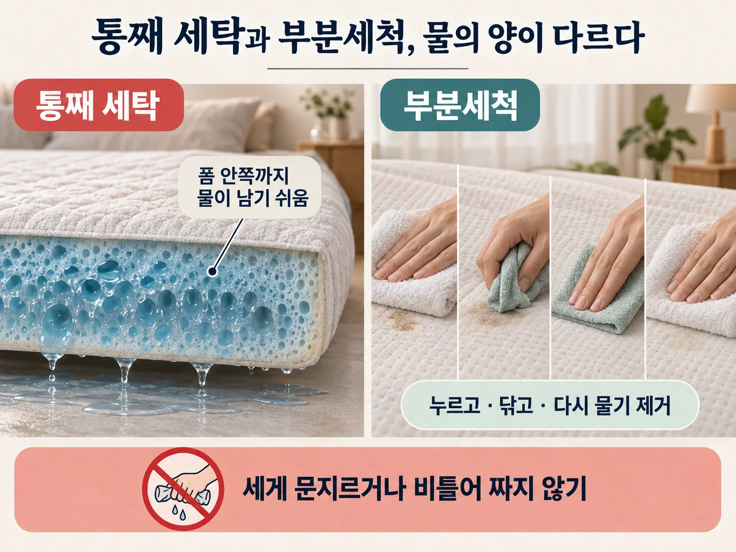 메모리폼 토퍼 부분세척과 물기 제거 방법