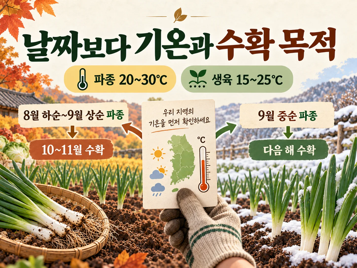 가을 쪽파 파종 시기와 지역별 기온 확인 기준