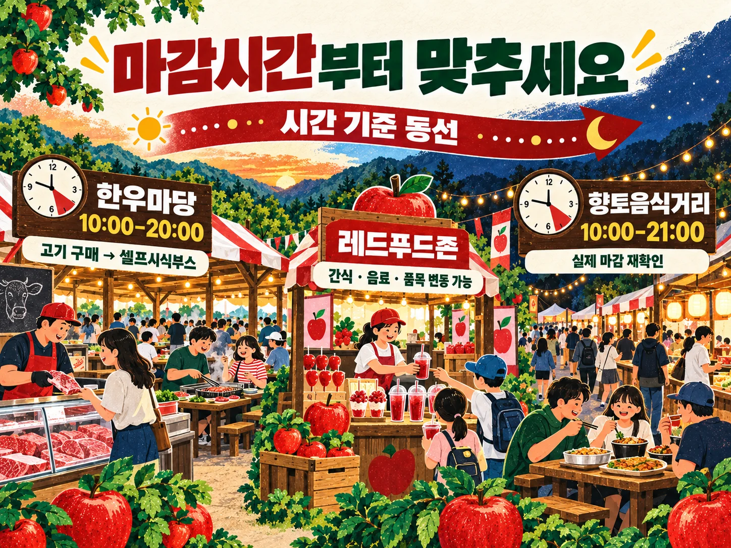 장수 한우랑 사과랑 축제 한우마당과 레드푸드존 먹거리 안내 이미지
