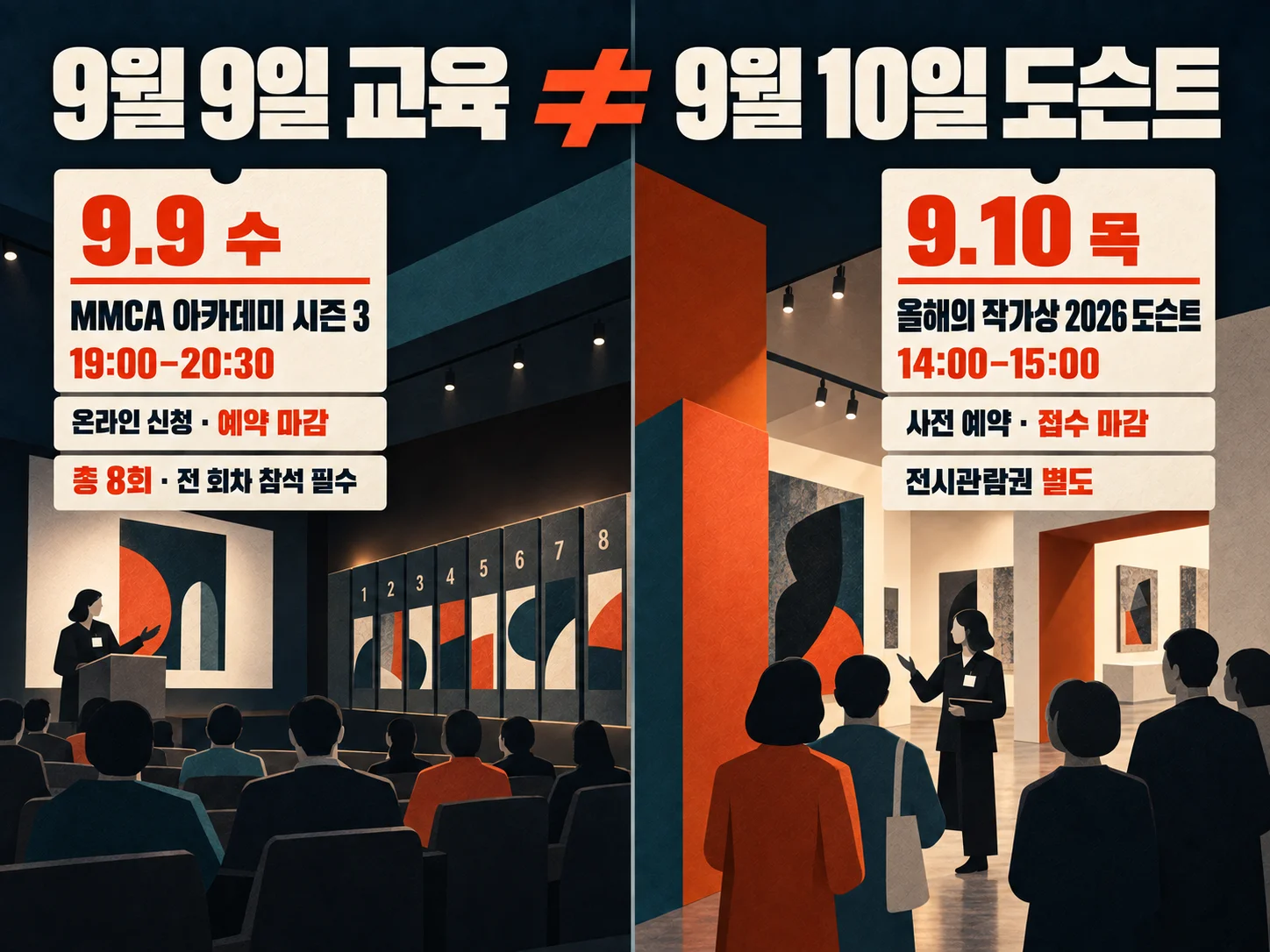 - MMCA 아카데미와 전시 비평 도슨트의 9월 일정 구분