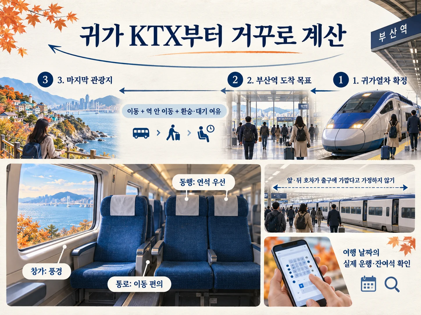 귀가 KTX 시간과 좌석을 기준으로 계획하는 부산 당일치기 이미지