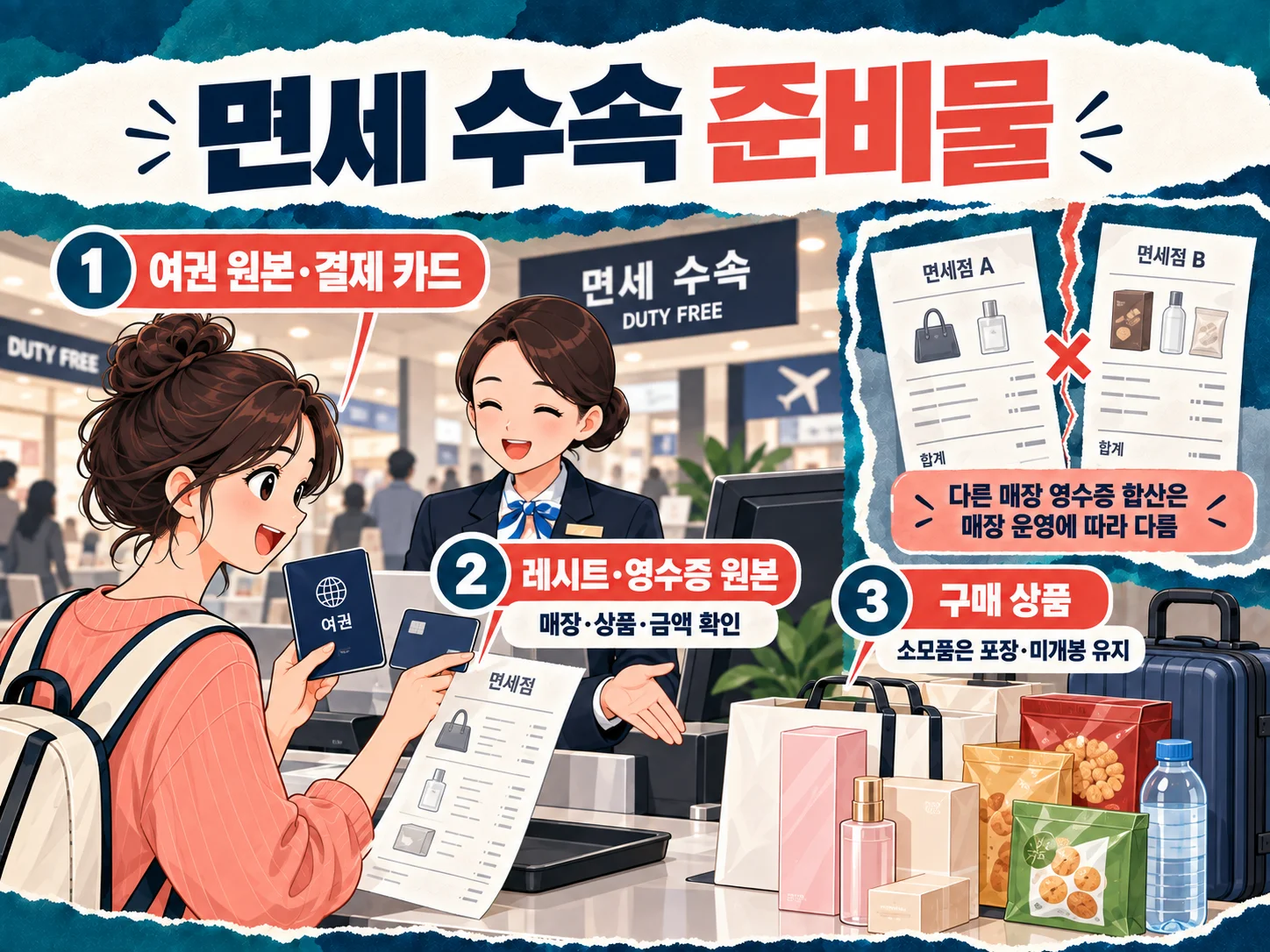 면세 수속용 영수증·여권·결제카드 준비물
