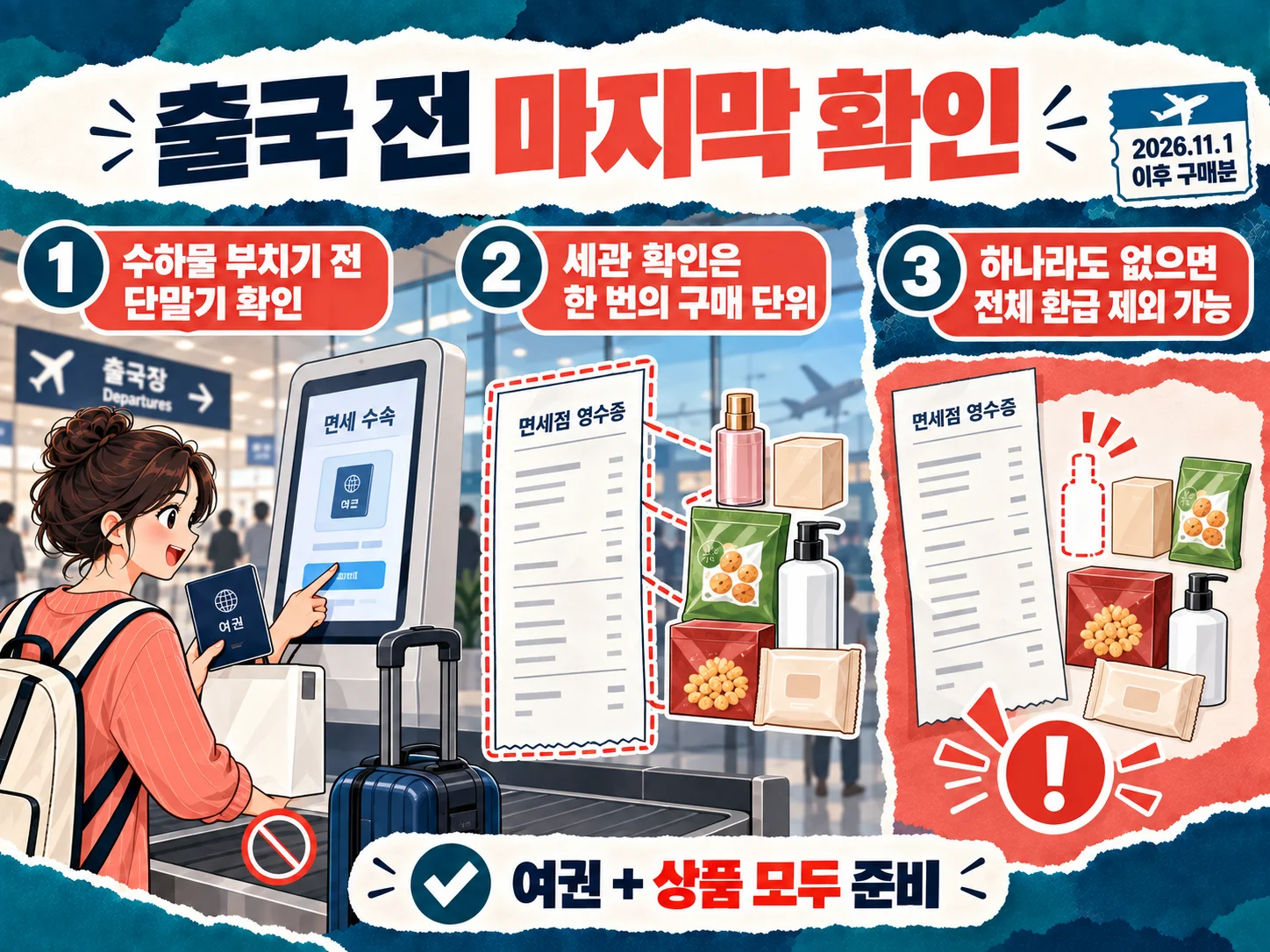 출국 전 면세 환급과 세관 상품 확인 절차
