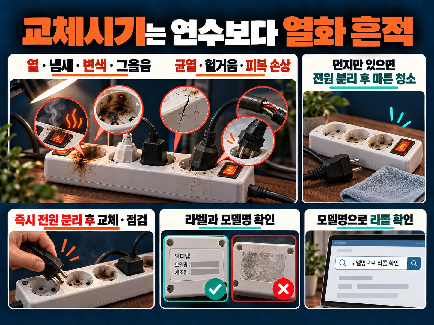 발열·변색·균열로 판단하는 멀티탭 교체시기