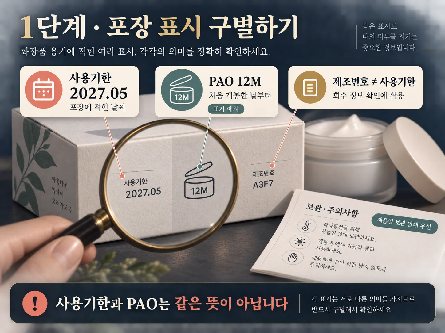화장품 포장의 사용기한과 열린 용기 PAO 표기 확인