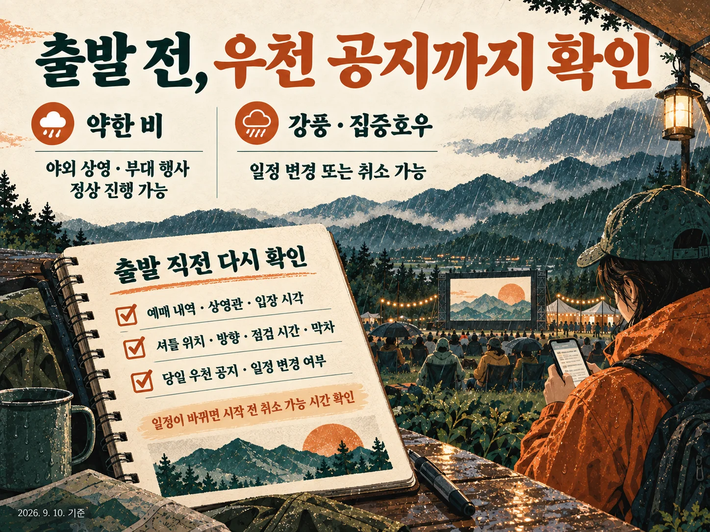 울산울주세계산악영화제 야외 상영 우천 공지 확인