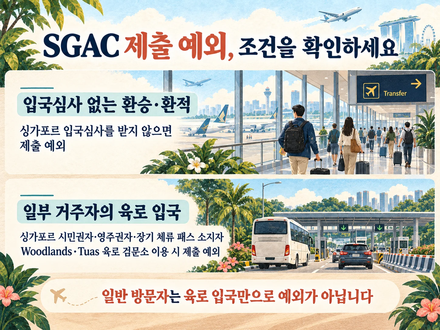 SG Arrival Card 환승 및 육로 입국 제출 예외 확인