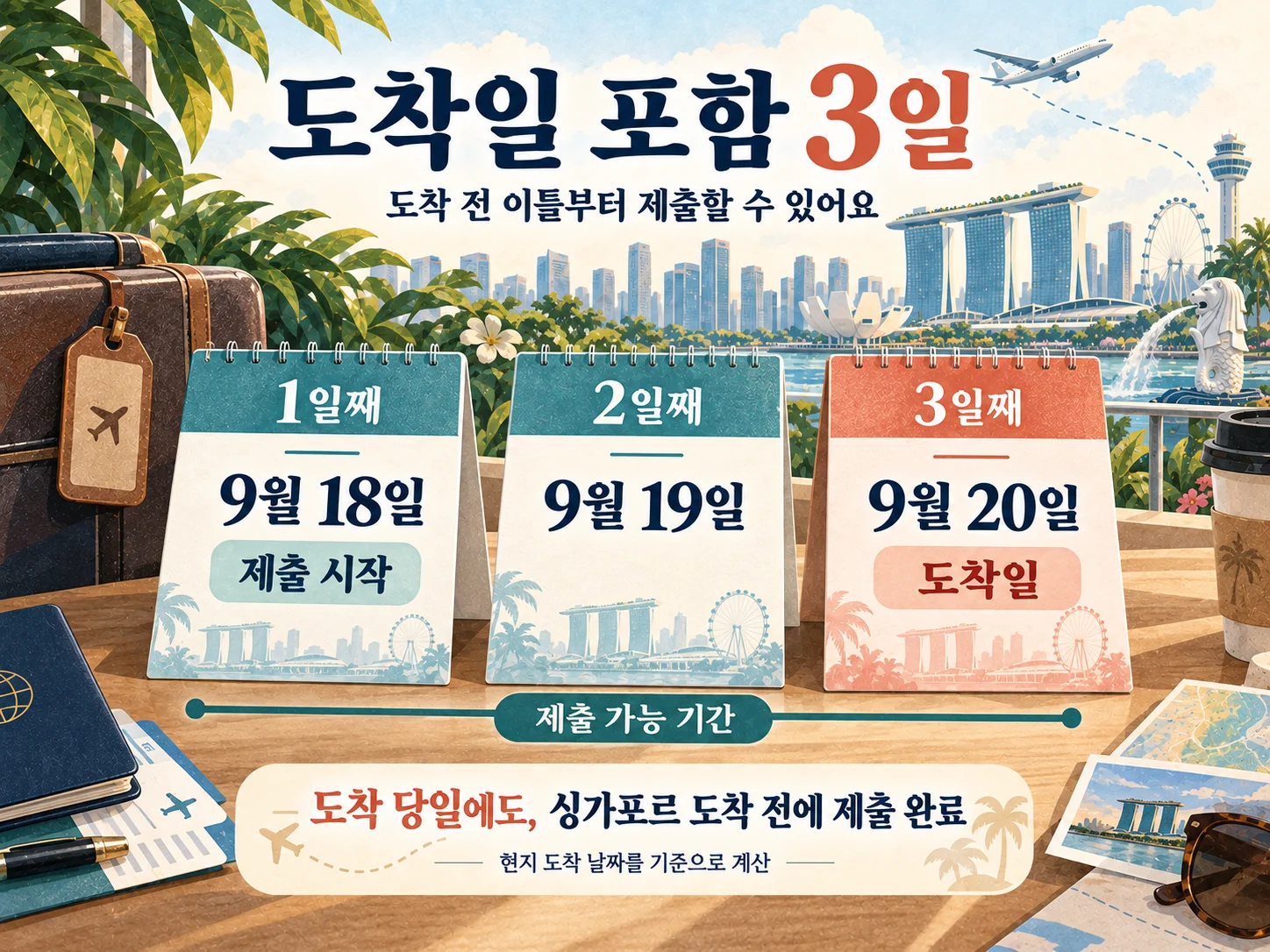 SG Arrival Card 도착일 포함 3일 제출 기간 계산