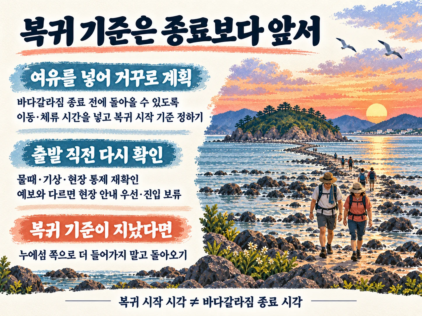 탄도항 누에섬 안전 복귀와 현장 통제 재확인