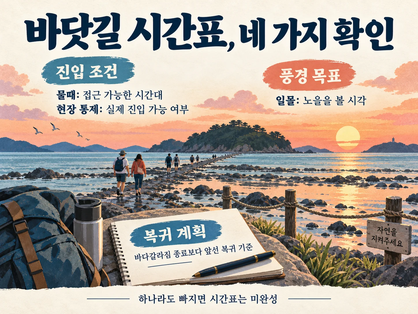 탄도항 바닷길 물때와 현장 통제 확인