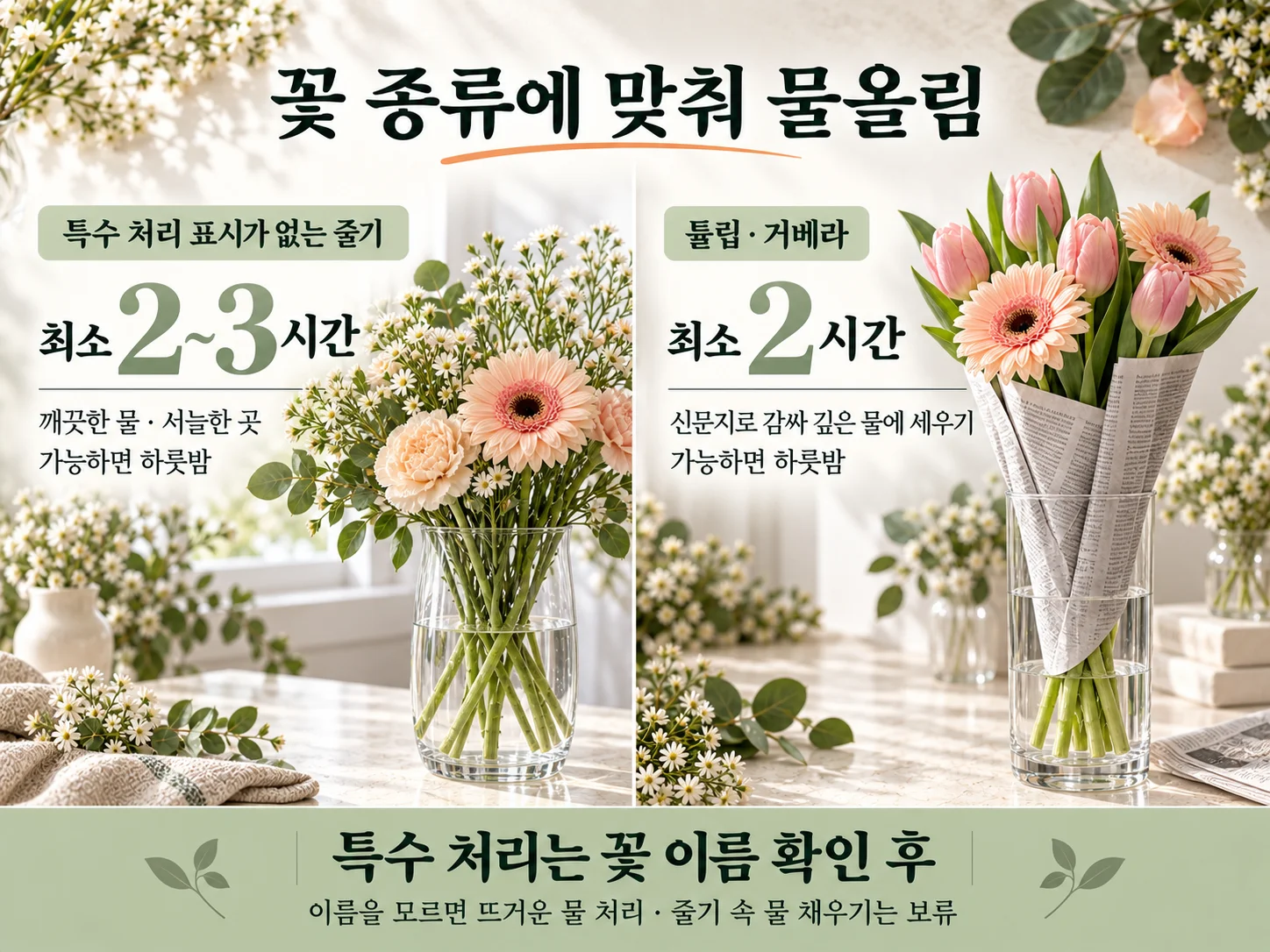 - 튤립·장미 등 꽃 종류별 절화 물올림 방법