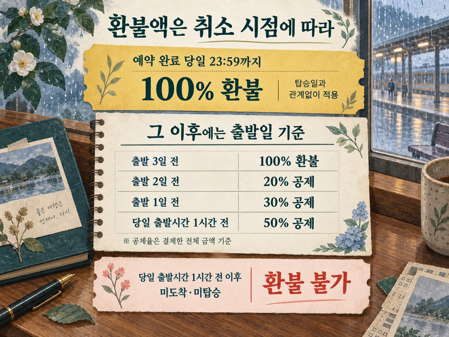 레일바이크 취소 시점별 환불 규정과 공제율 확인