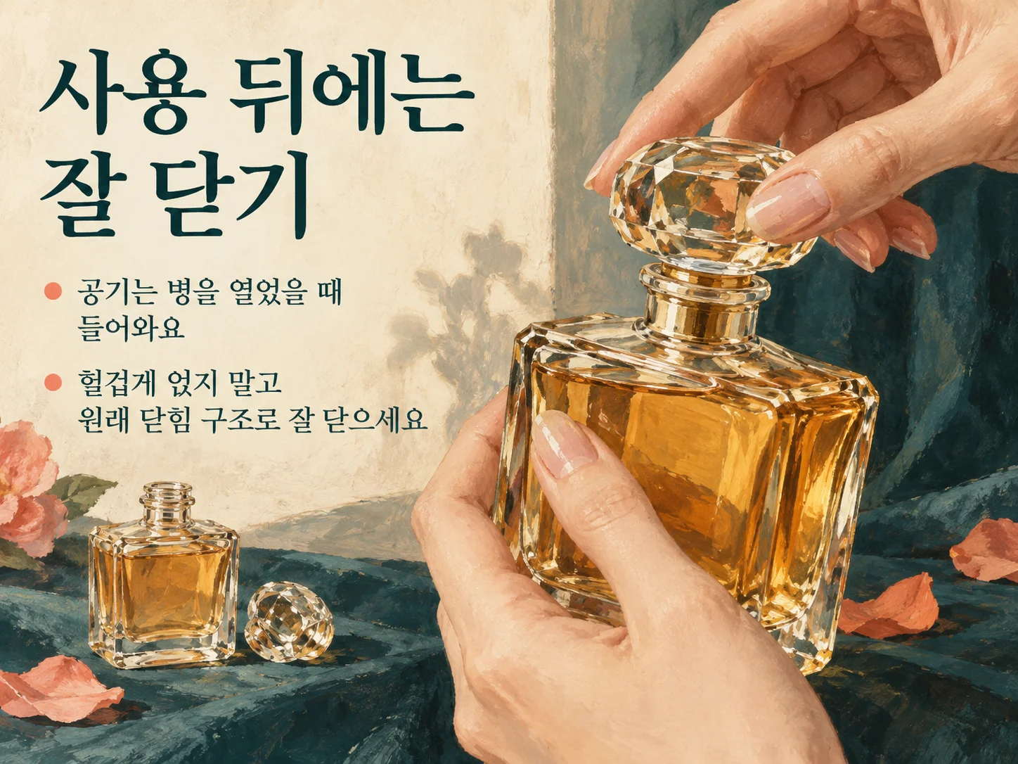 사용 뒤 향수 병을 단단히 닫는 보관 방법