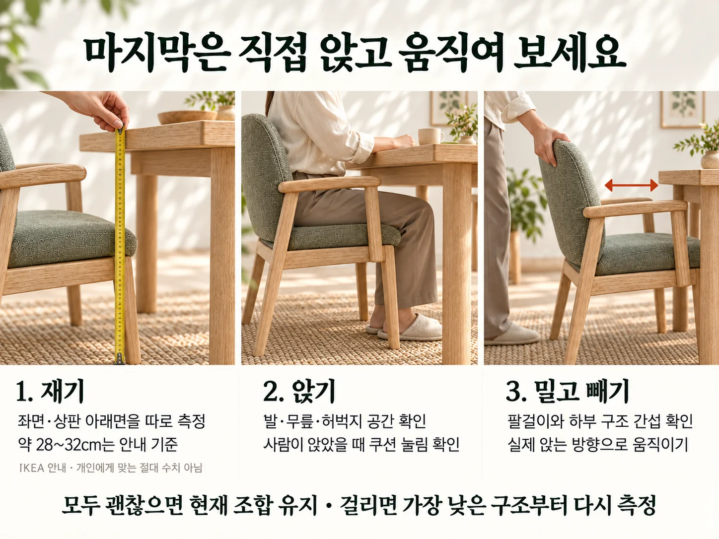 식탁 의자 높이와 착석 공간 최종 점검