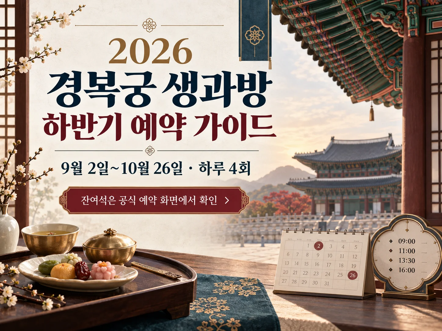 경복궁 생과방 하반기 예약 정보를 안내하는 배너
