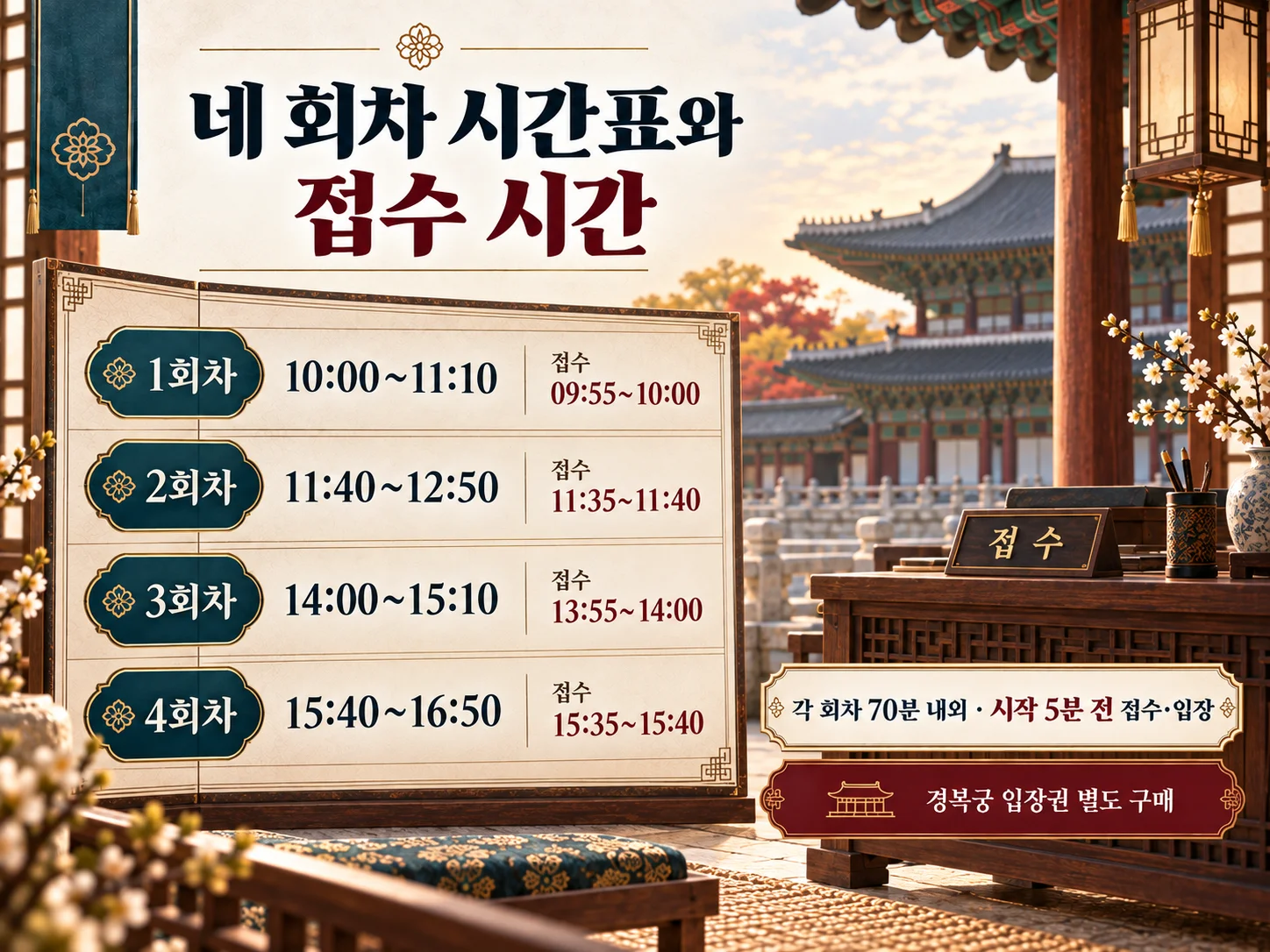 경복궁 생과방 회차별 행사 시간과 접수 시간