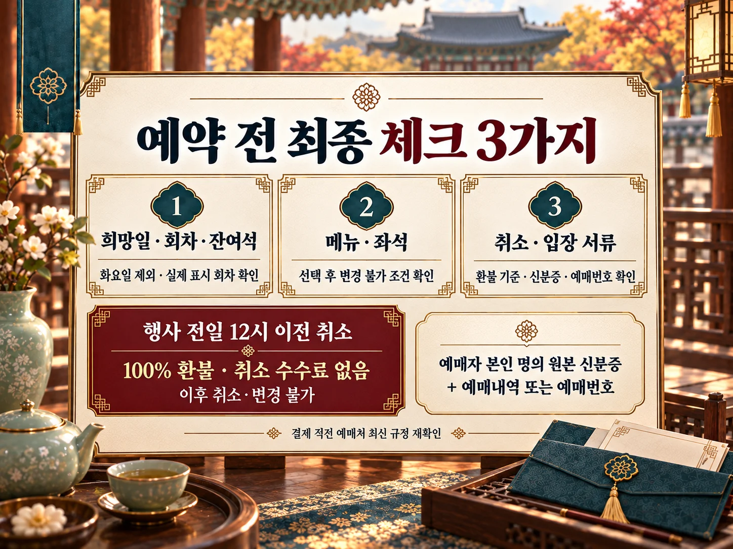경복궁 생과방 예약 전 잔여석과 취소 규정 확인 항목