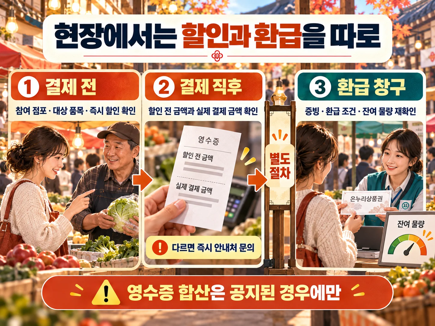 전통시장 결제 할인과 온누리상품권 환급 절차 확인