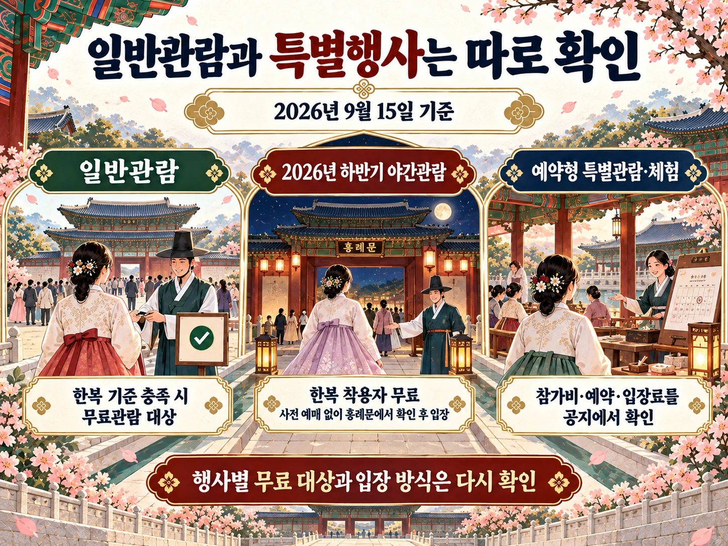 경복궁 한복 무료관람 일반관람과 특별행사 확인