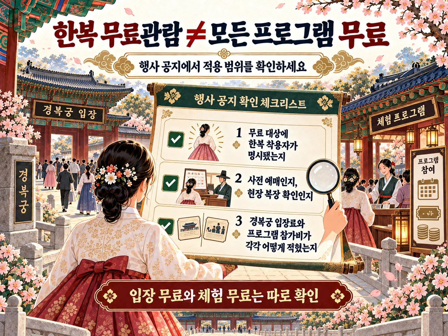 경복궁 한복 무료관람 전 유료 체험과 예매 확인