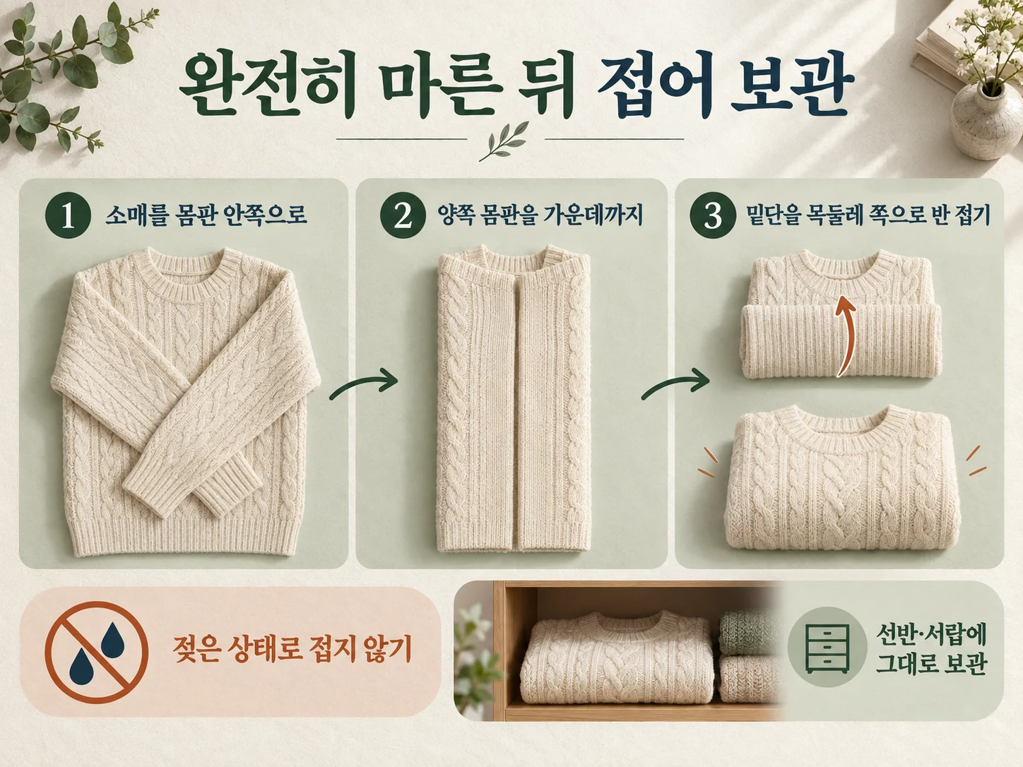 완전히 마른 니트를 어깨선 없이 접어 보관하는 방법