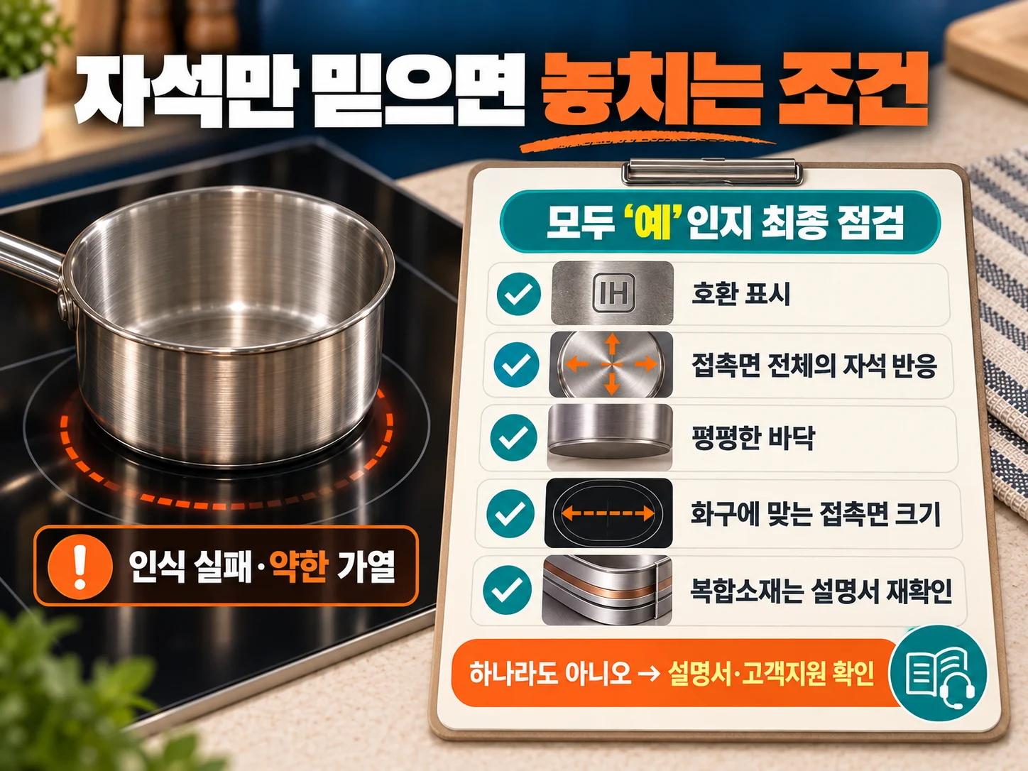 인덕션용 냄비 자석·평평함·크기 최종 체크리스트