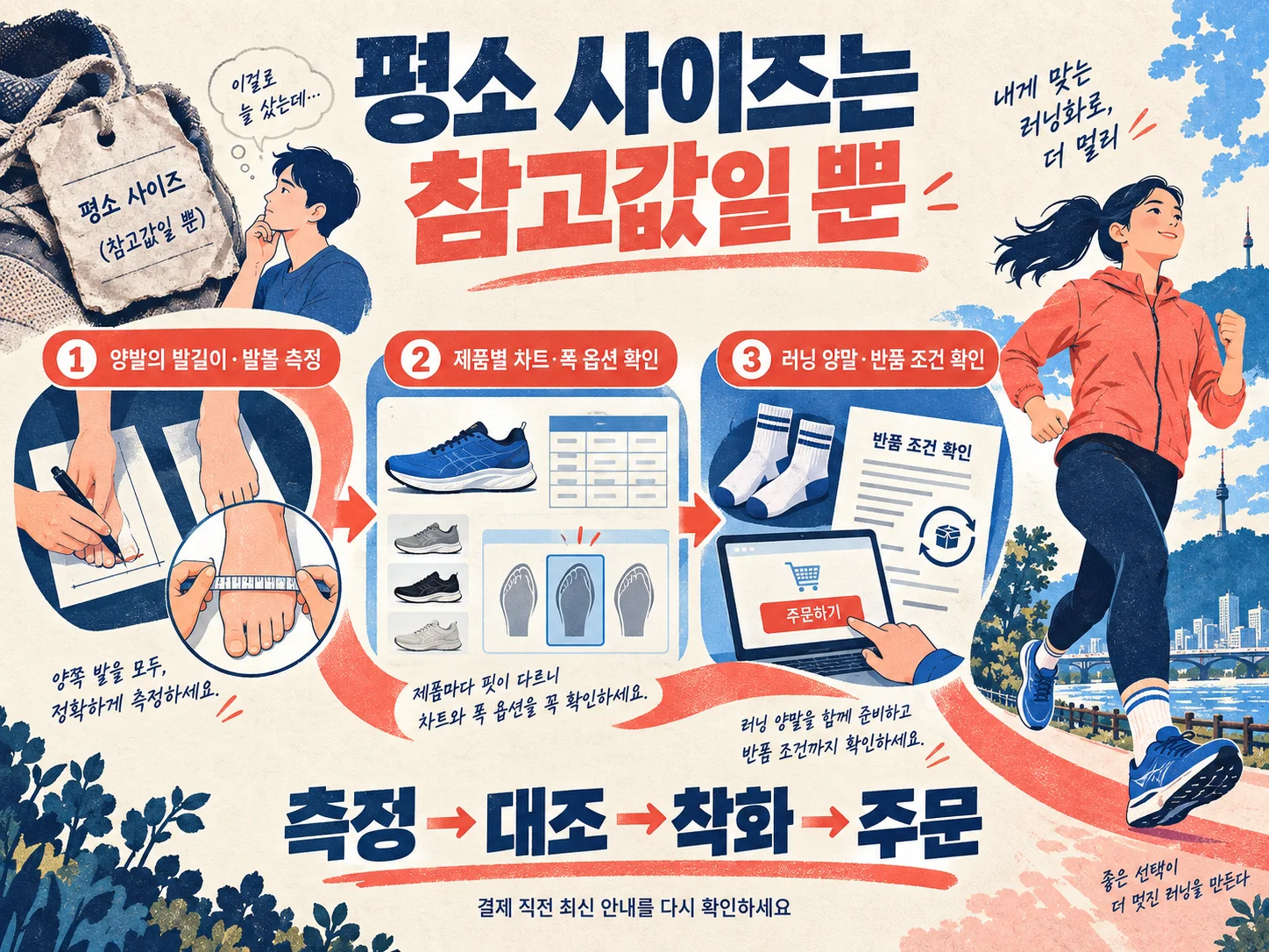 러닝화 주문 전 사이즈·발볼·반품 체크리스트