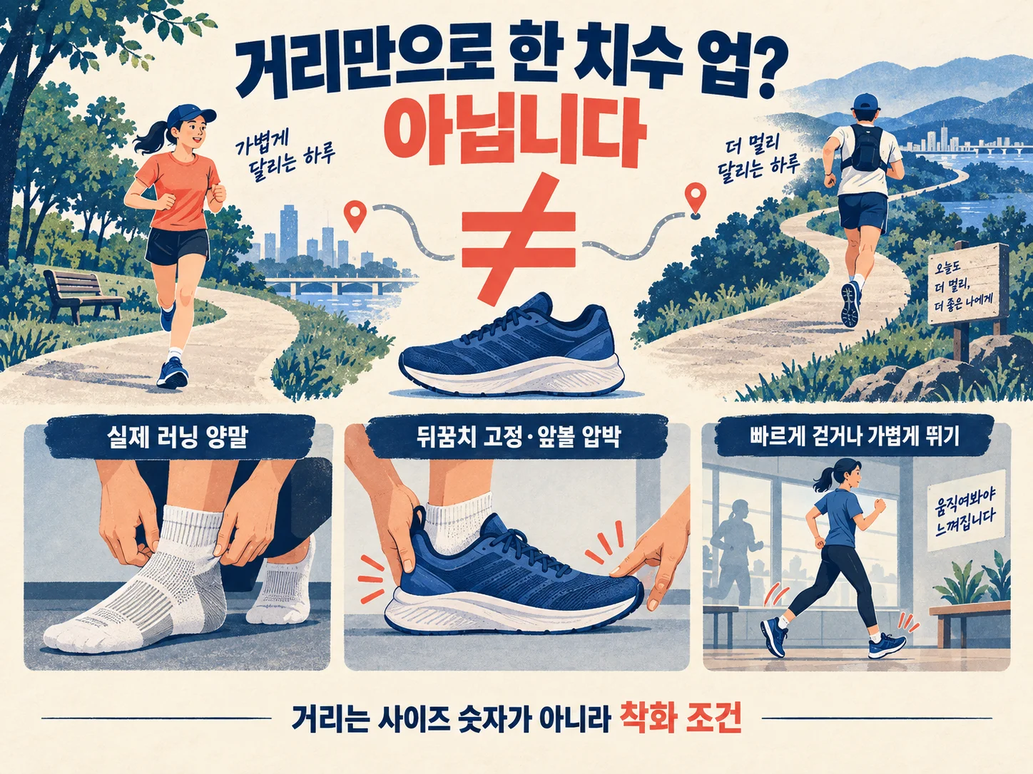 러닝 거리별 러닝화 착화감과 사이즈 확인 기준
