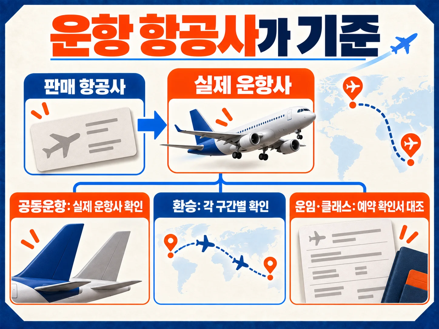 공동운항편의 운항 항공사별 기내 수하물 허용량 확인