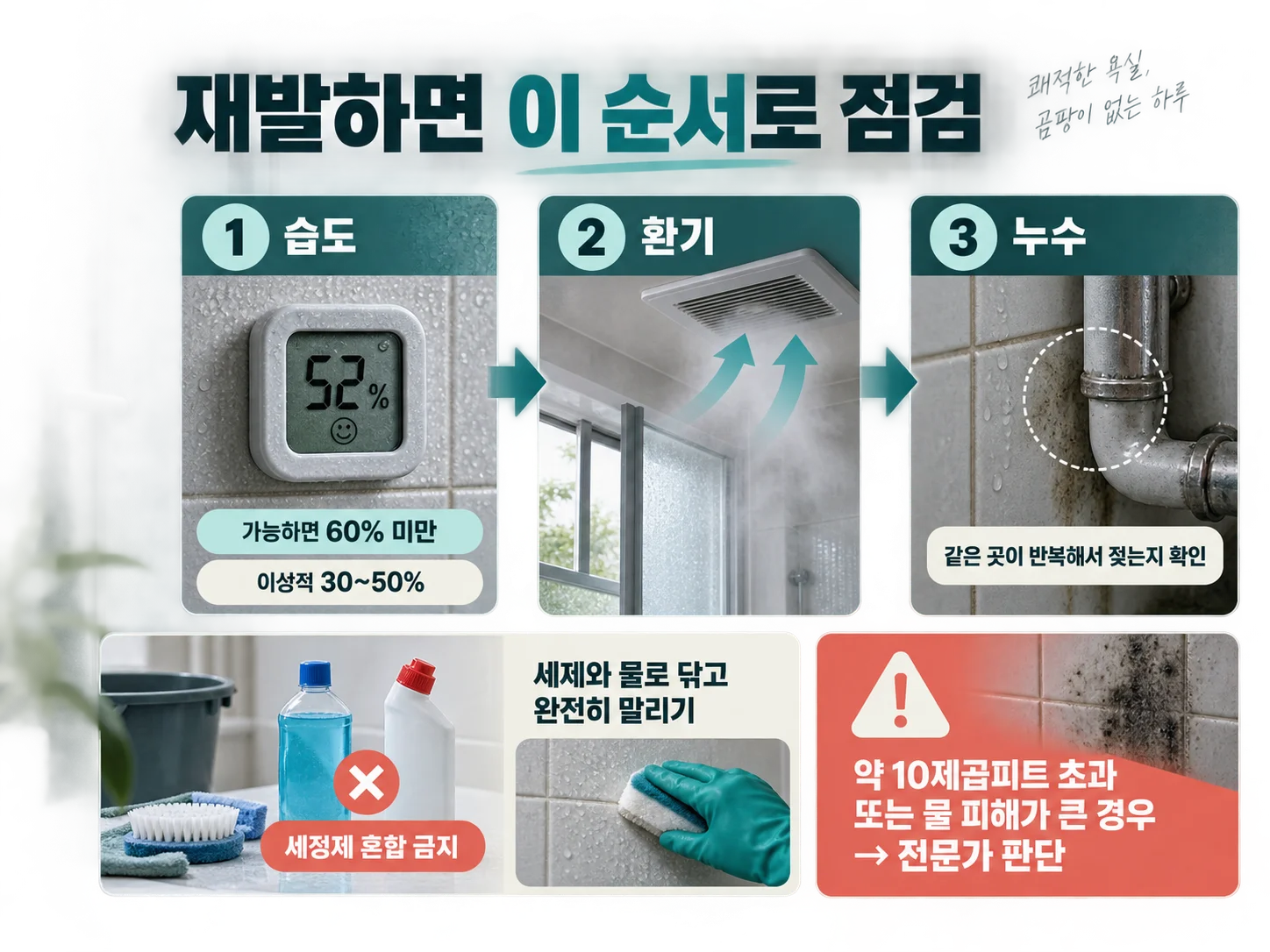 욕실 곰팡이 재발 방지를 위한 습도·환기·누수 점검표