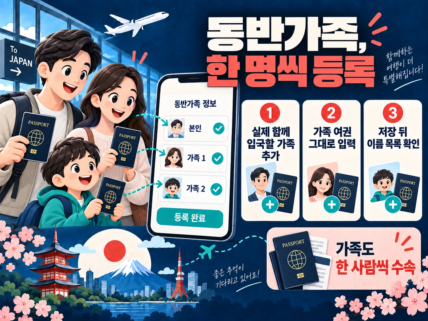 비짓재팬 동반가족 정보 가족별 등록