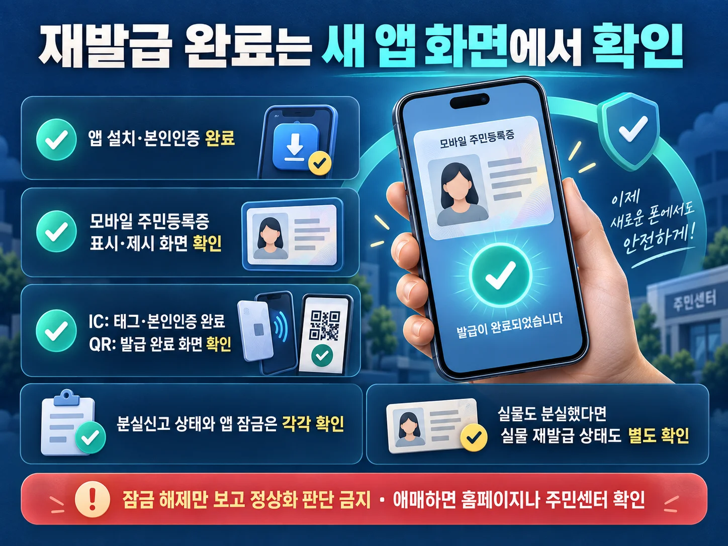 모바일 주민등록증 재발급 완료와 분실신고 상태 체크