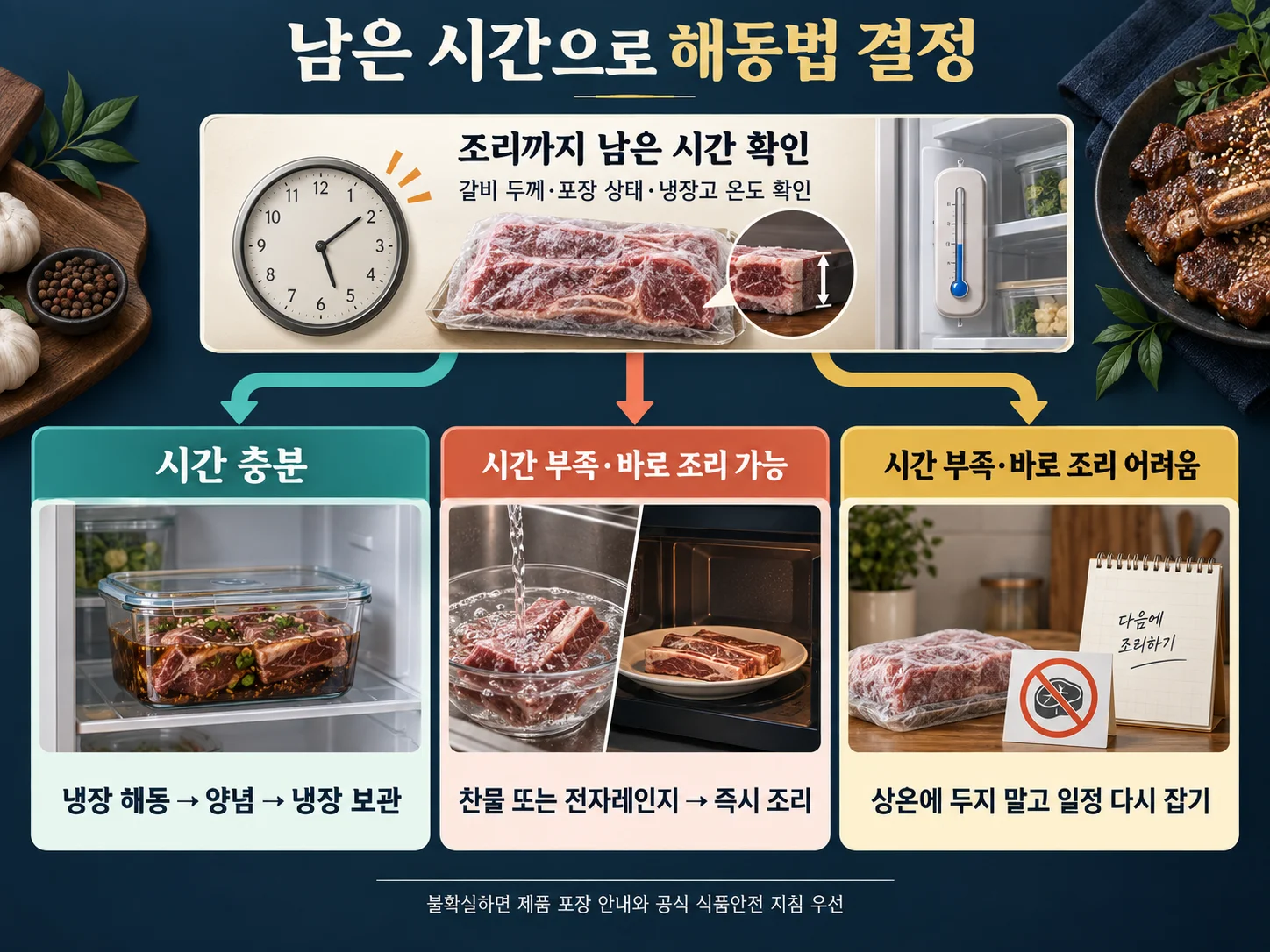 갈비 해동 시간과 조리 시점 계산 방법