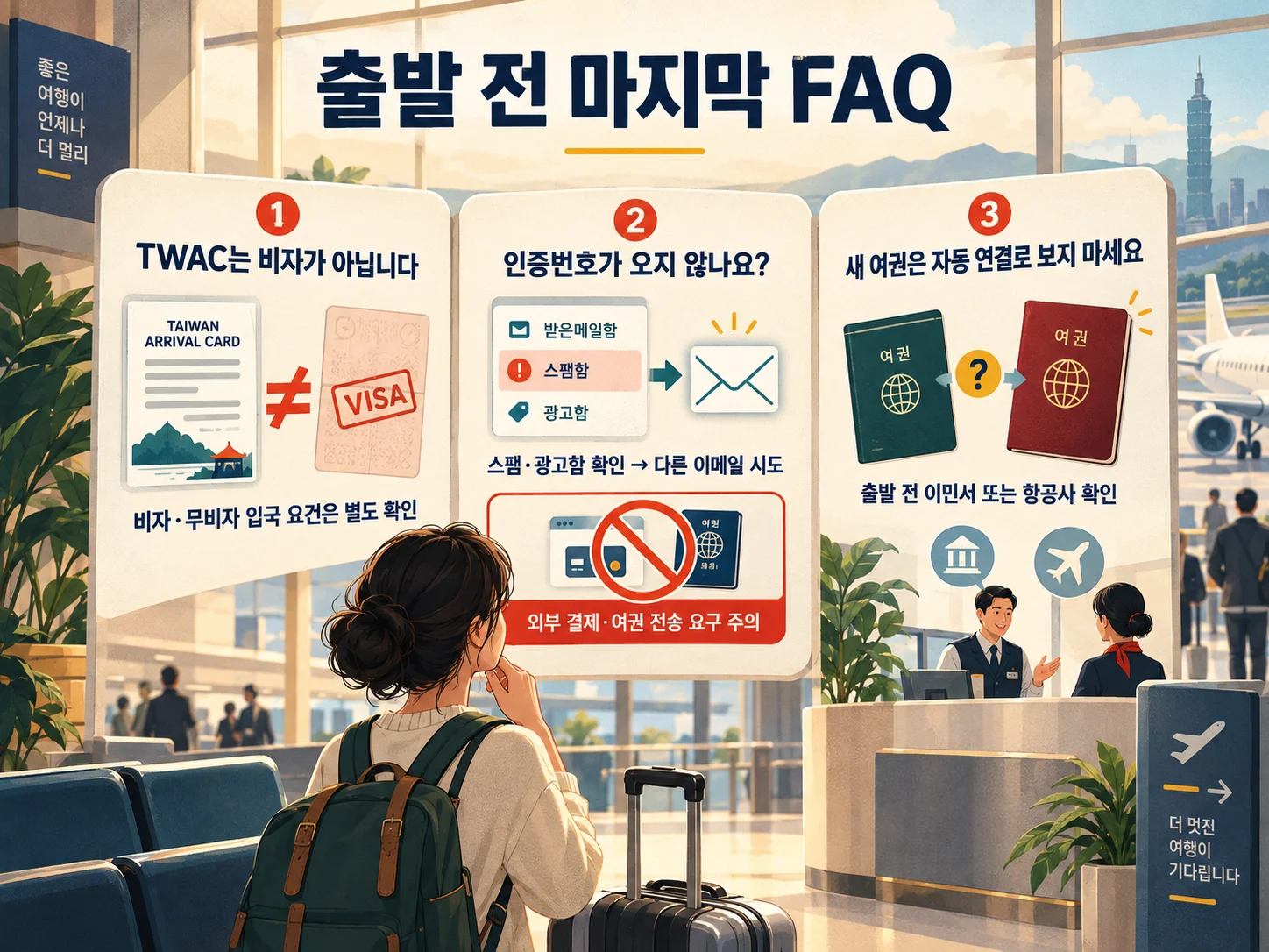 • 대만 TWAC 입국신고서 비자 여부와 이메일·새 여권 FAQ