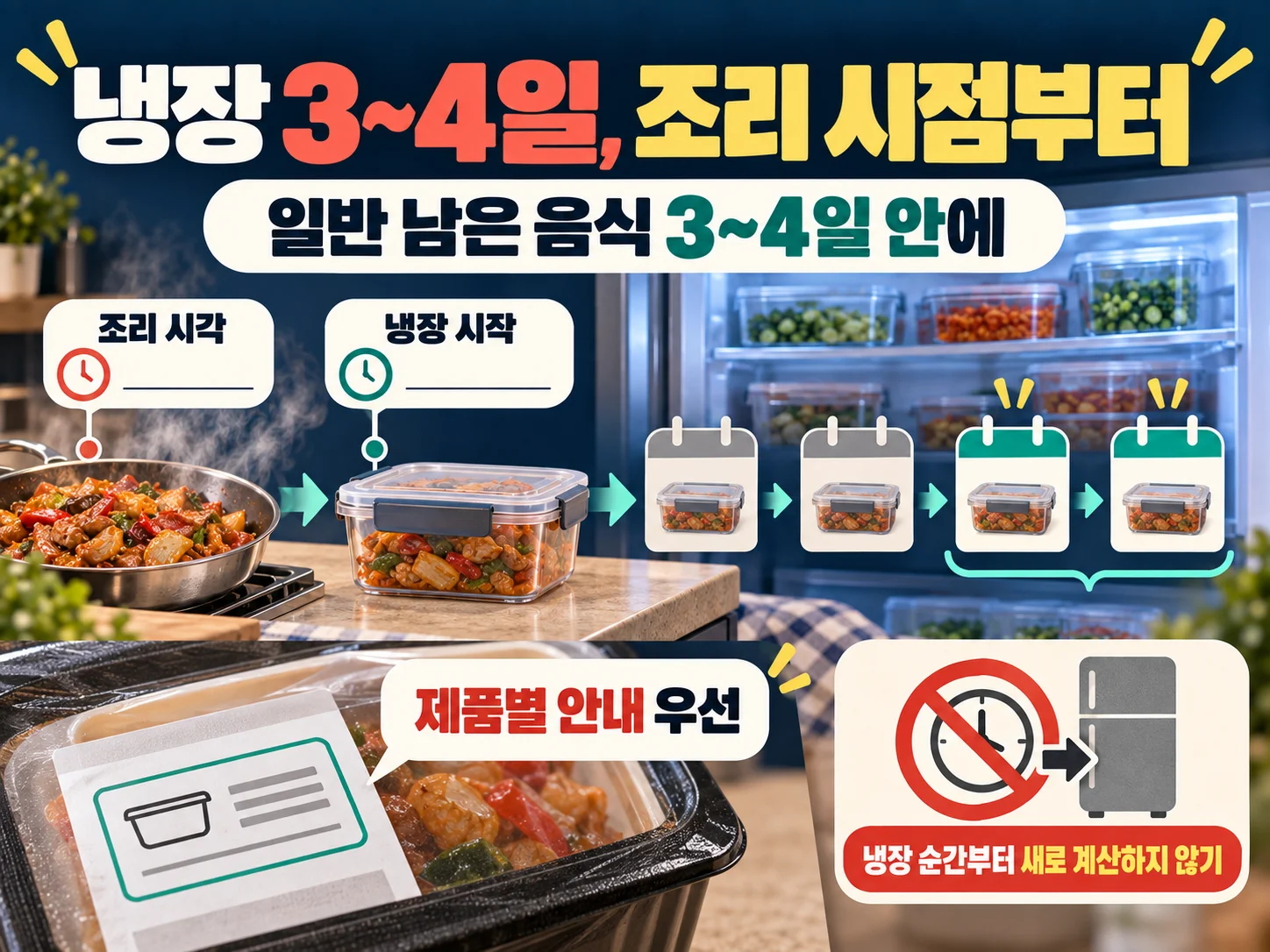 냉장 남은 음식 3~4일 보관 기간 계산