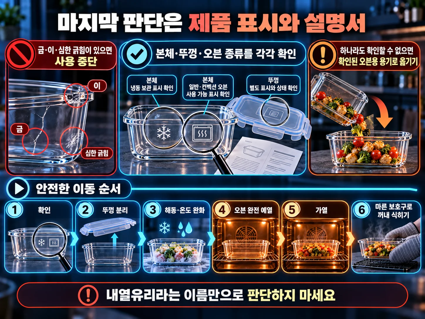 내열유리 용기 냉동·오븐 사용 전 확인 체크리스트