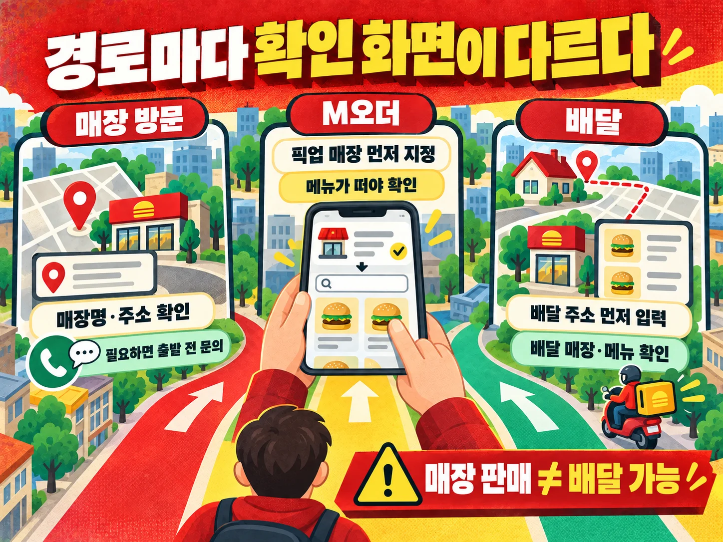맥도날드 매장 방문·M오더·배달 주문 경로 확인
