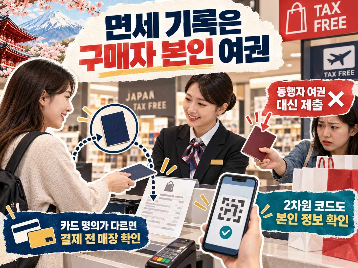 일본 면세 구매자 본인 여권과 구매기록 확인.