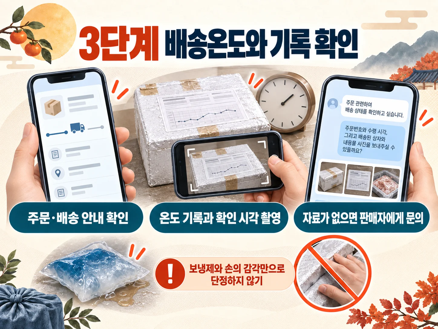 냉장·냉동 배송온도 유지 기록과 수령 정보 확인