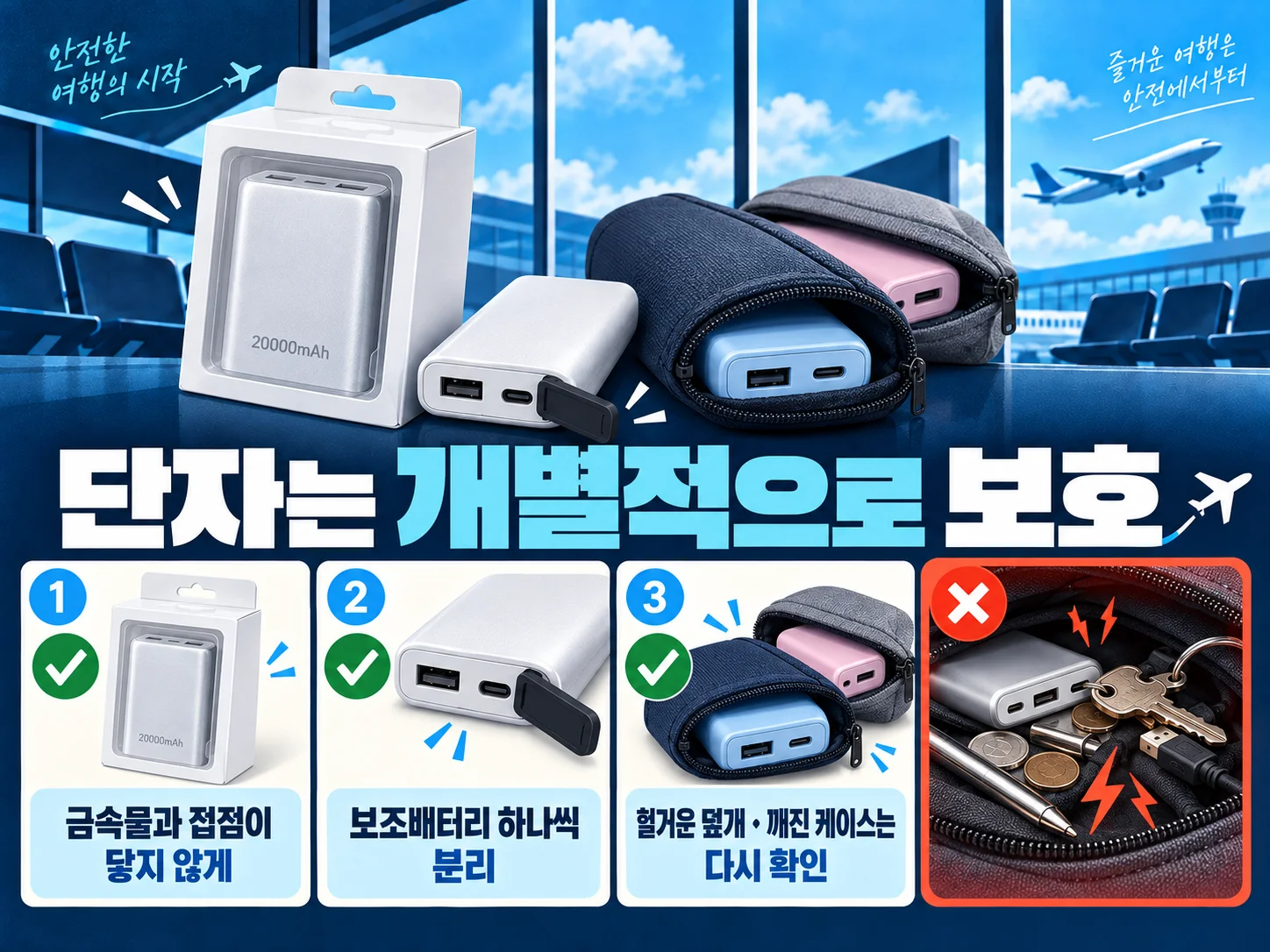 보조배터리 단자 단락 방지 보호 방법