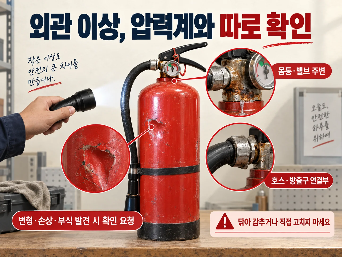 소화기 용기 외관 변형·손상·부식 확인