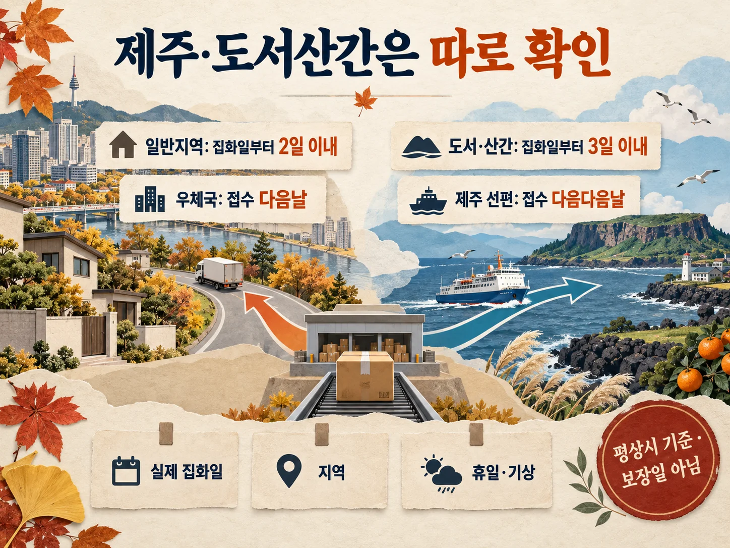 제주 도서산간 택배 도착예정 확인 항목