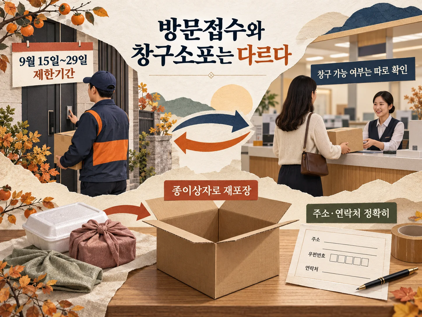 우체국 방문접수와 창구소포 접수 가능 여부 확인