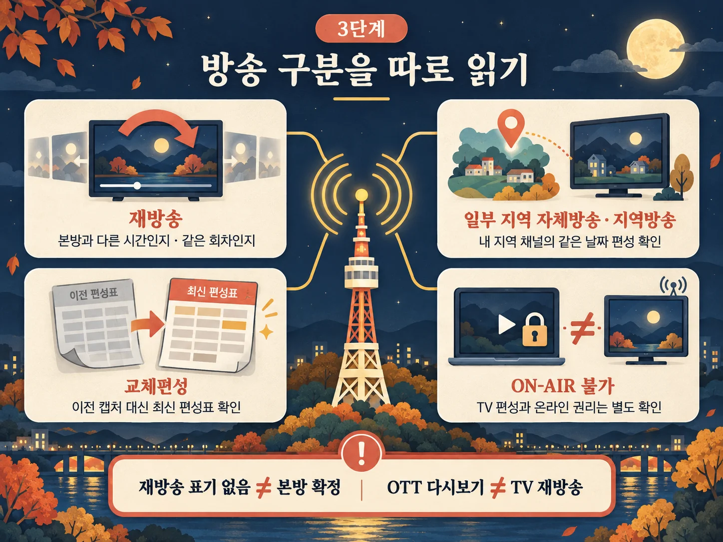 • 재방송·지역방송 표기를 확인하는 방송 편성표
