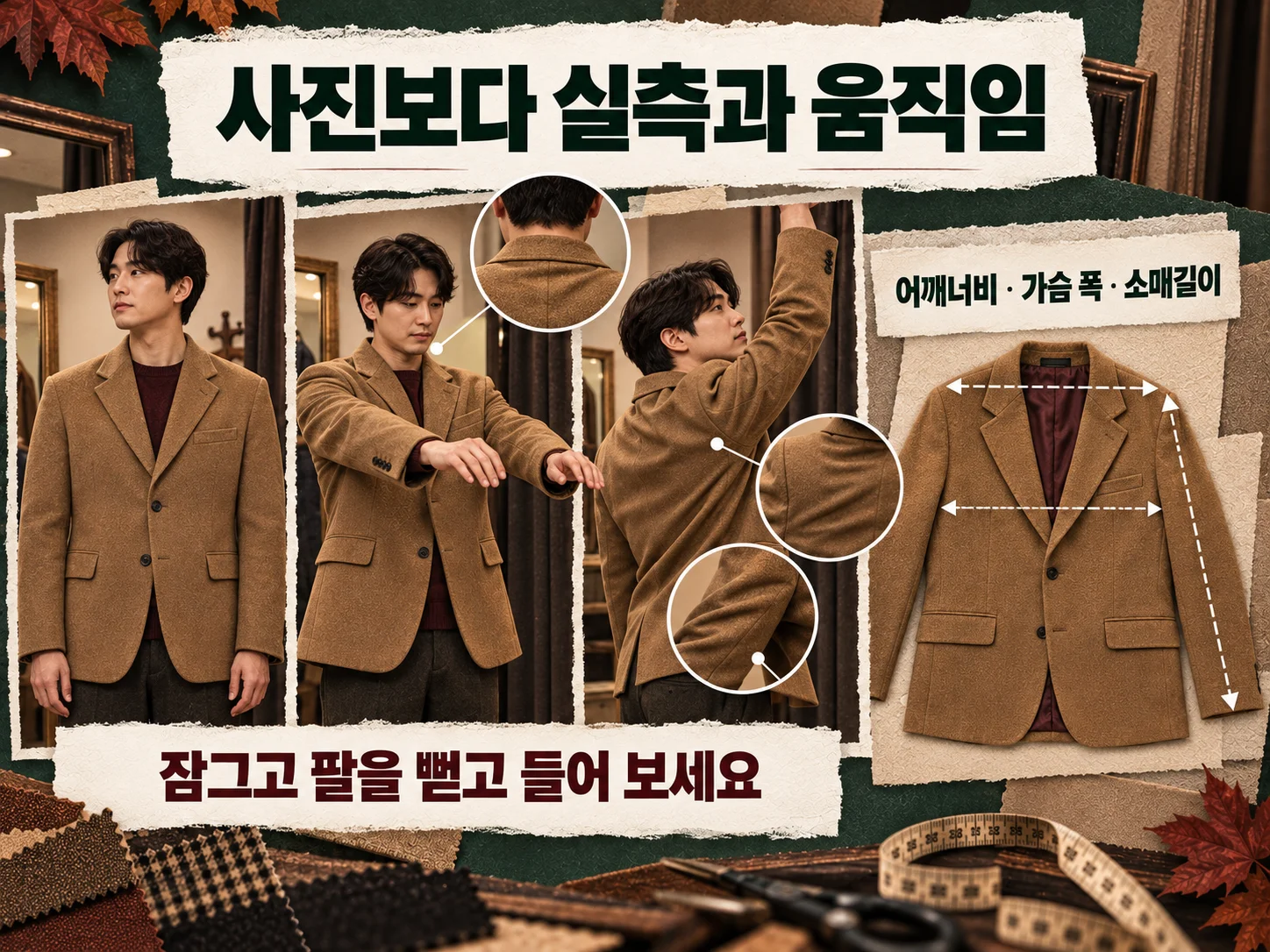 가을 재킷 어깨선과 소매 길이를 실측으로 비교하는 방법